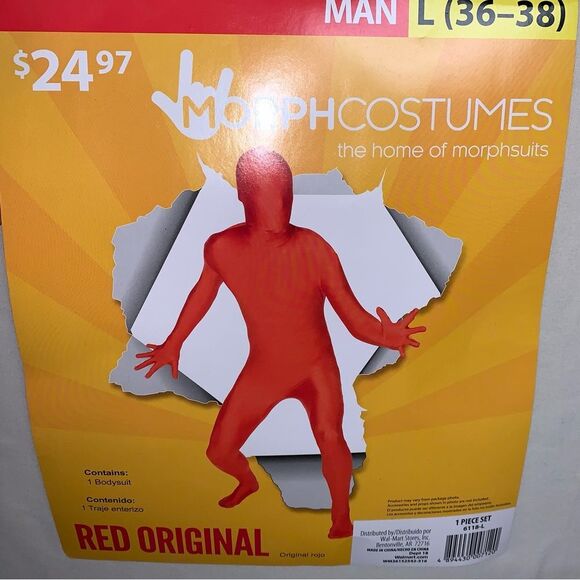 Red Morphsuit Adult Costume Bodysuit Halloween Party masquerade Robber Superhero - Picture 3 of 11